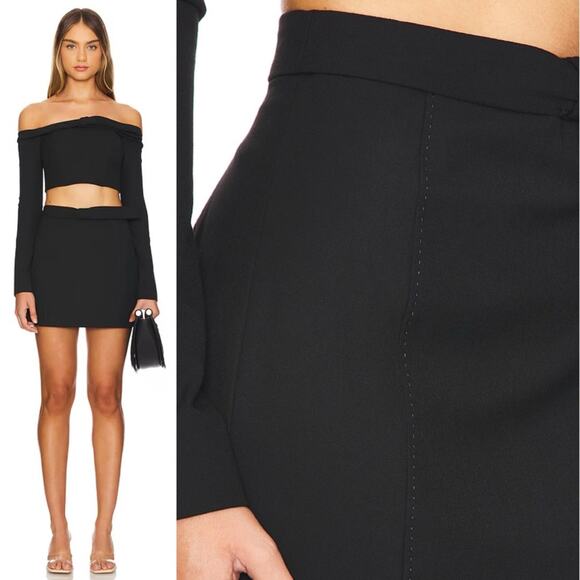 Cult Gaia Valia Crop Off the Shoulder Top & Essie Mini Skirt Set in Black - Picture 9 of 17